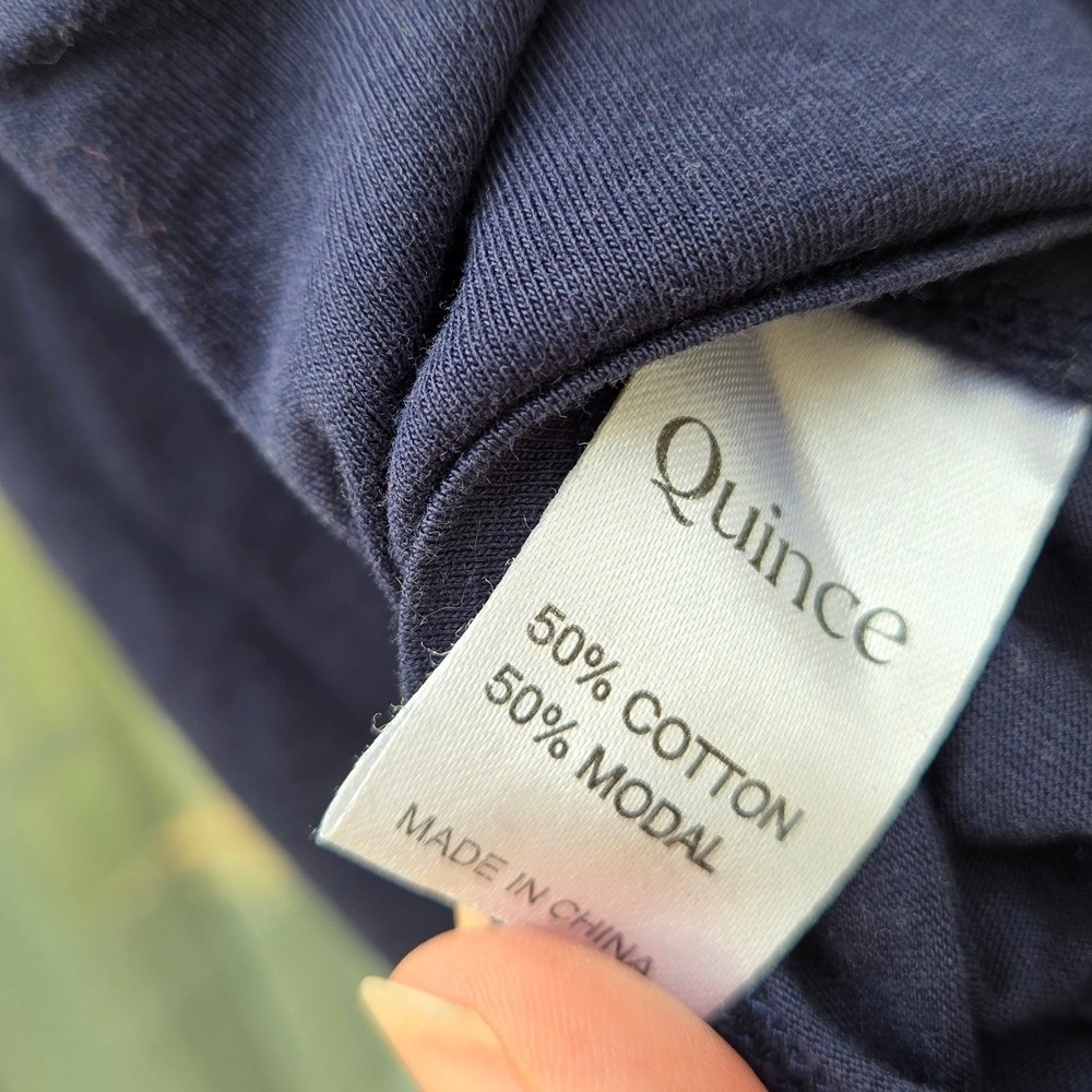 Quince Navy Blue Cotton Modal Muscle Tee Sleeveless Tank Top Large - Picture 4 of 6